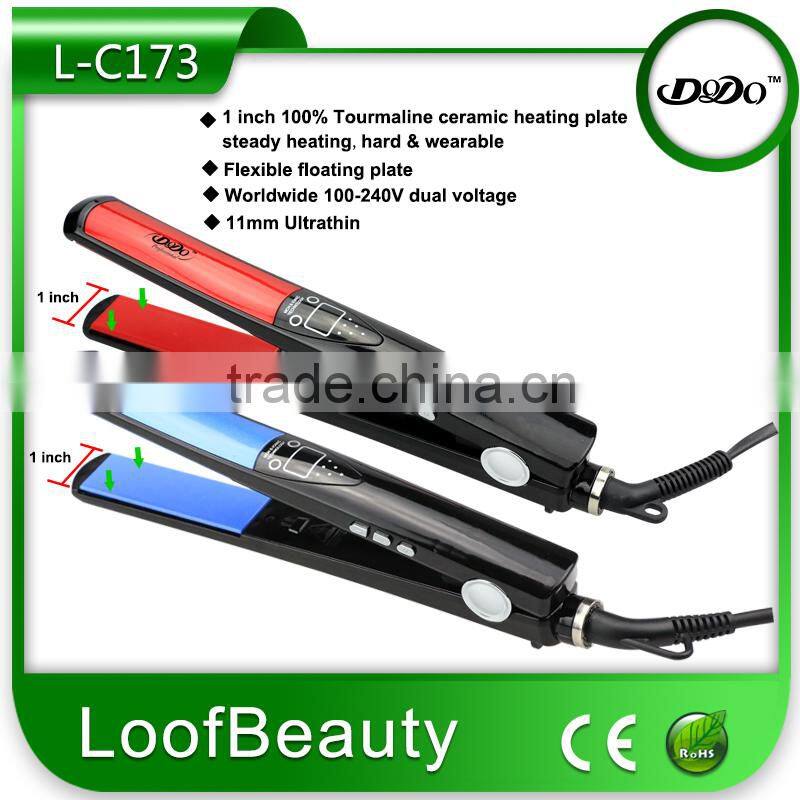 1 inch MCH heater, fast heat up within 30 seconds with Flexible floating plate hair flat iron