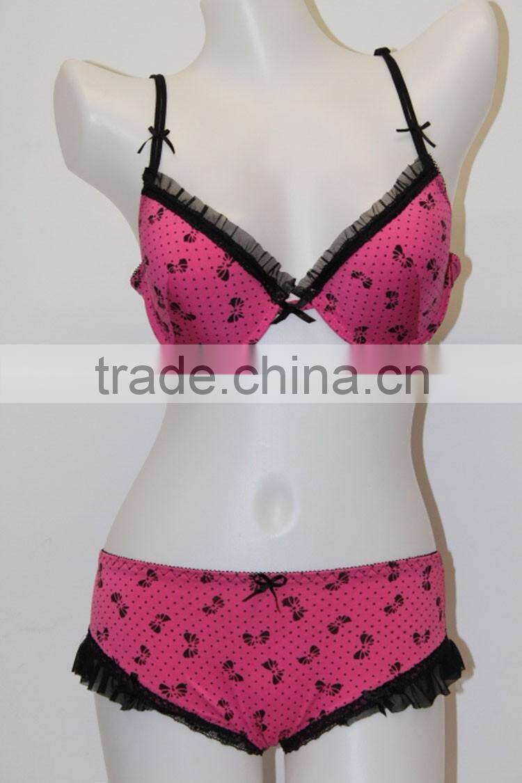 Custom Make Design Sexy Girl's Underwear Transparent Women's Lingerie Cotton Hot Sexy Bra Panty Set