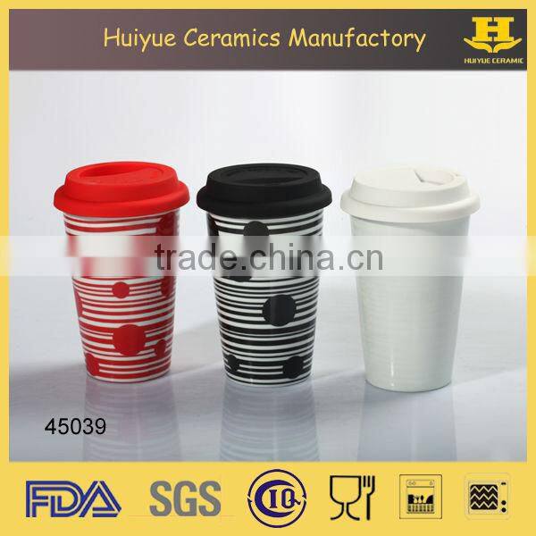 printing cup with silicon lid, porcelain cup with lid