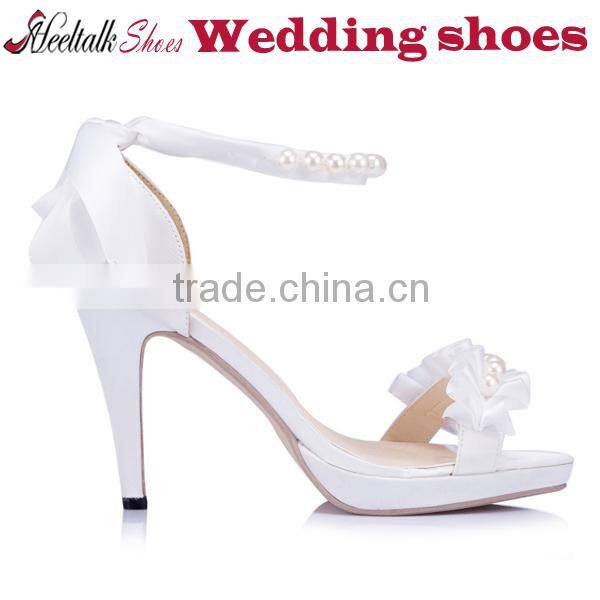 OEM Wholesale white wedding shoes ladies heels size 34-41 small order