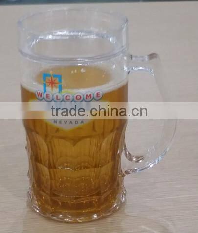 16oz Gel mug beer Ice cold mug Forsty mug with yellow liquid from Wal-mart audited factory