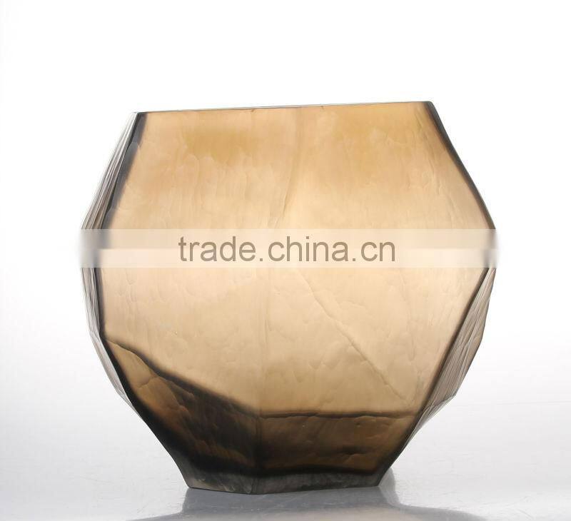 Unique engraved brown glass vases for home decoration