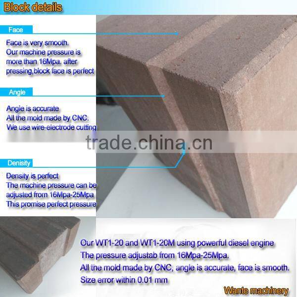 WT1-20 china clay brick making machine manual compressed earth block machine small