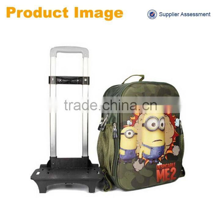 new design removable 3D Despicable Me boy school bag with wheels