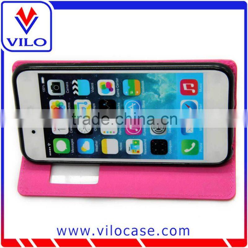 card holder Combo color Leather flip case for iphone 6s with window