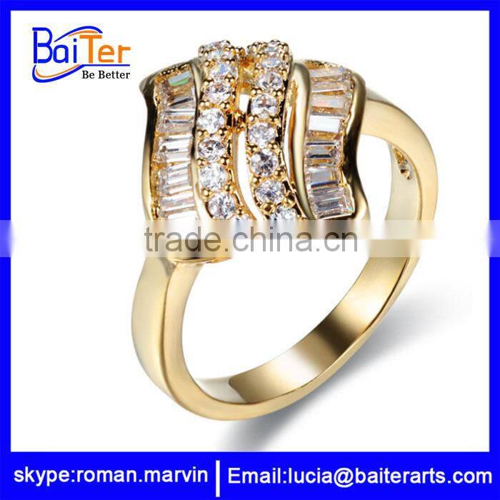 Custom wholesale women's 18K gold plated night club empire cool CZ copper rings for girls