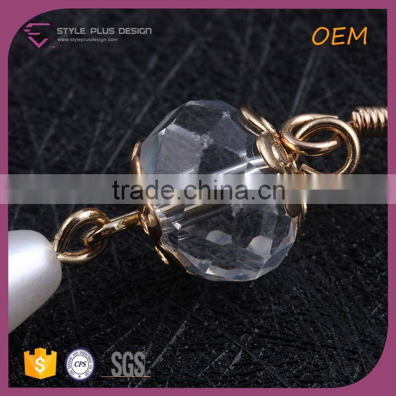 E77951I01 Pearl Gold Plated Long Earring Designs Gold Earring Backs Crystal Water Drop Pearl Pendant Earrings