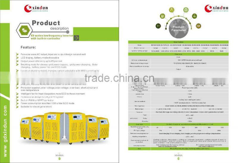 X9 series LCD display solar inverter1000w 1500w 12v/24v with solar charger controller built in