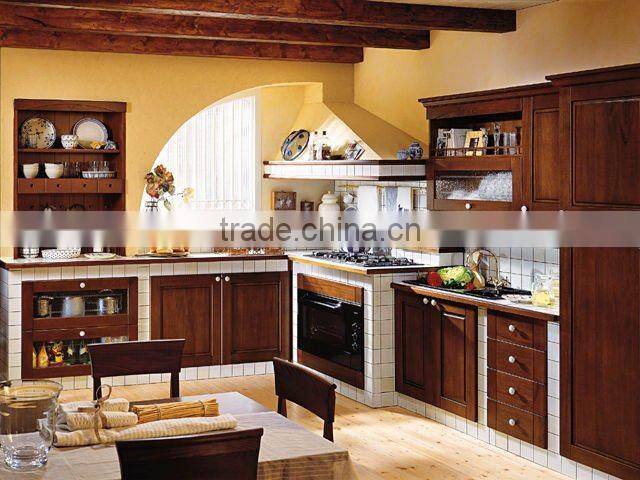 solid wood kitchen cabinet with arc shape design