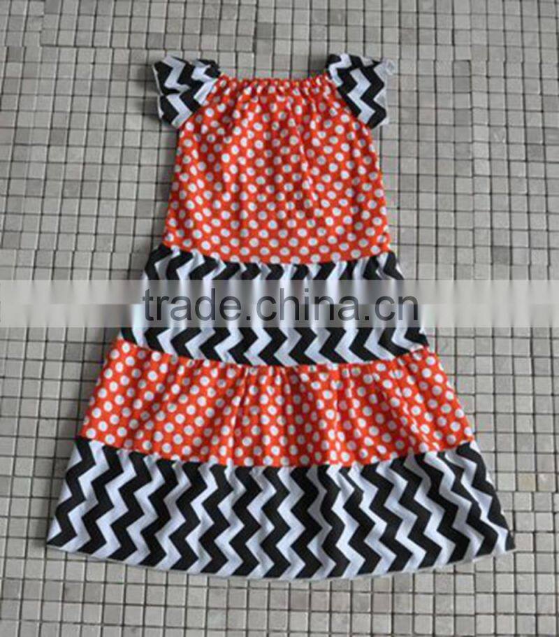 fashion little girl summer polka dot chevron cotton girls Halloween dress