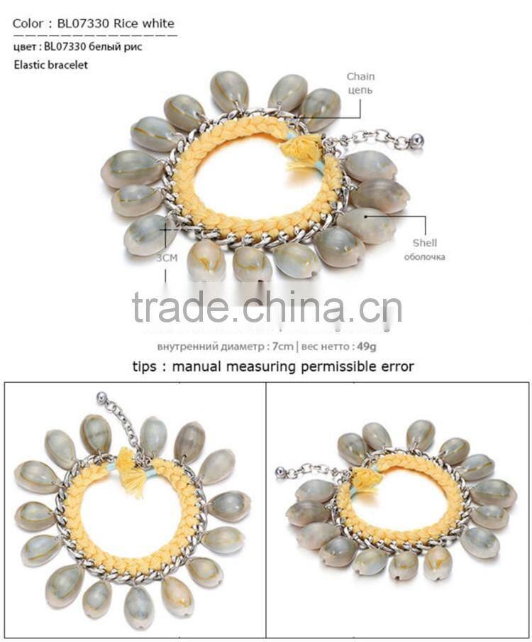 2016 Fshion rope shell chain charm tassel bracelet jewelry for wholesale
