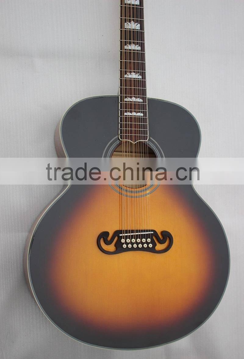 Weifang Rebon 12 string j200 style acoustic guitar in sunburst colour