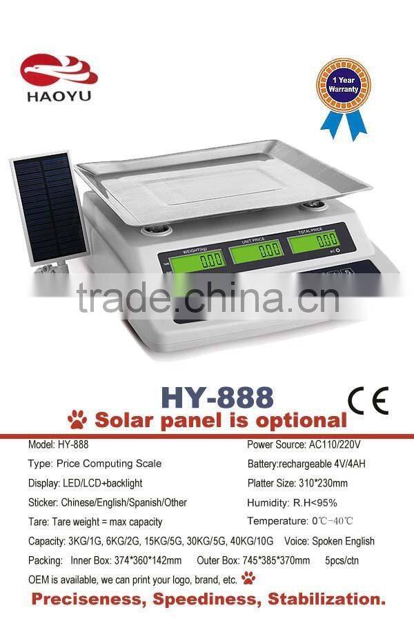 Solar power ACS series 6kg price computing scale price scale