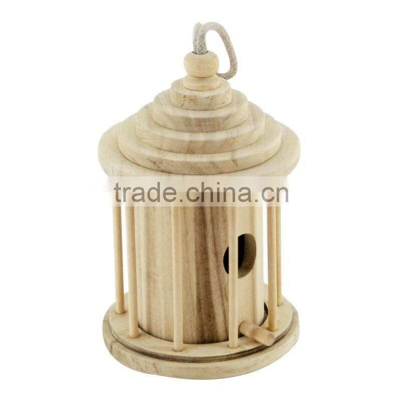 Nature paulownia wood bird house with rope