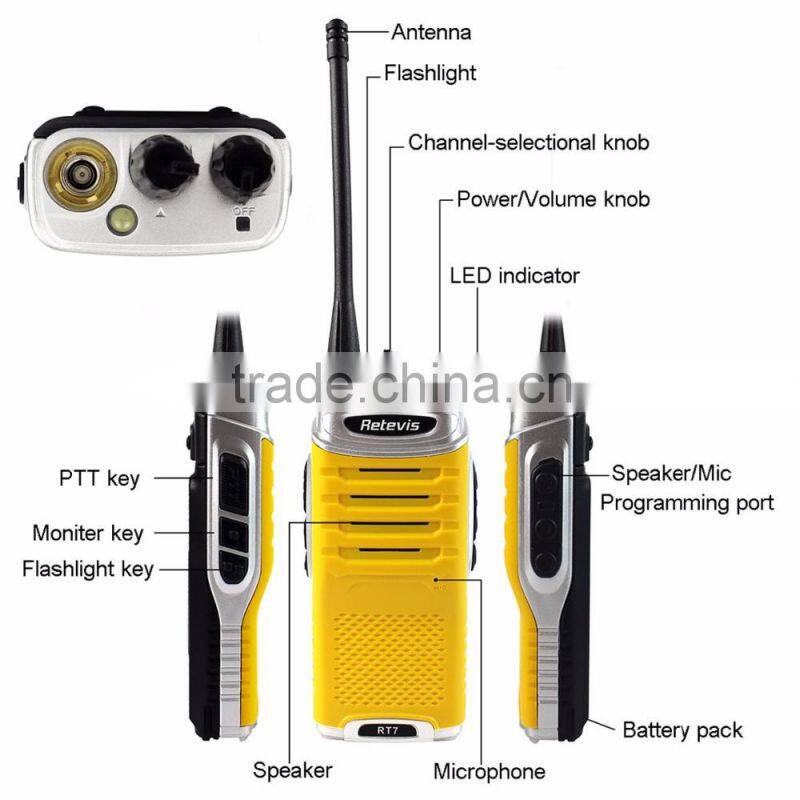 Retevis RT7 Walkie-Talkie 2-Way Radio 5W 16 CH UHF 400-470MHz 3.7V yellow