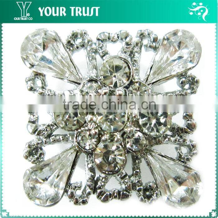 Vintage Crystal Rhinestone Silver Metal Nickel Free Shank Rhinestone Button