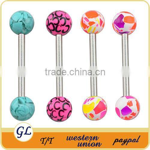 316L Surgical Steel Fake Barbell Piercing Industrial Tongue Barbell Jewelry