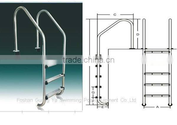 Guangzhou 304/316 Stainless steel 3 steps safety handrail swimming pool ladder