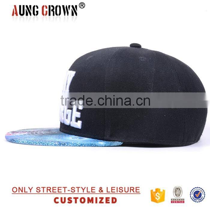 fashional printed hat,acrylic hat snapbacks,galaxy brim snapback hats