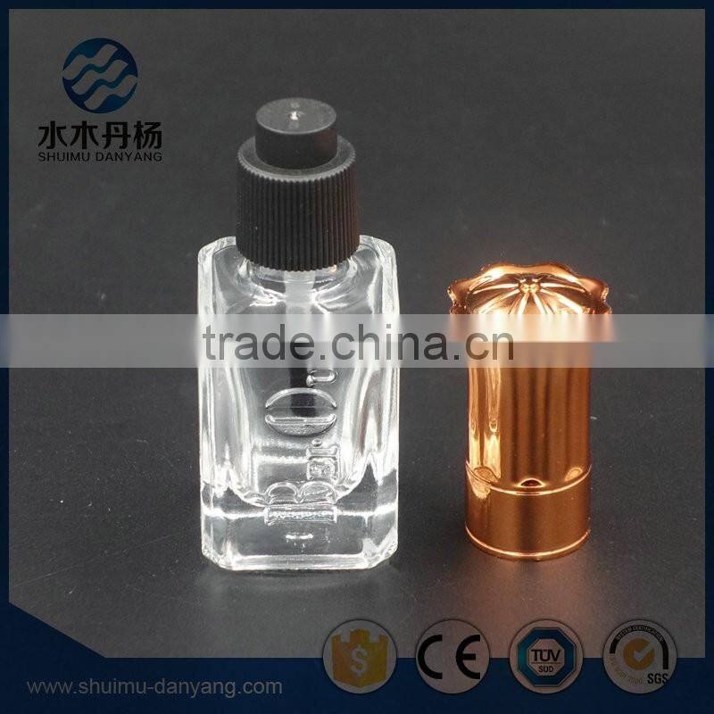 Luxury and square glass bottle with cap and brush sealing nail polish glass bottles