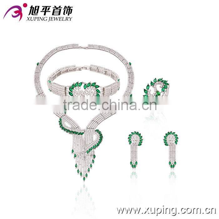 Rhodium Earrings and necklace jewelry, Womens Wedding Zircon Diamond Crystal Jewelry Set