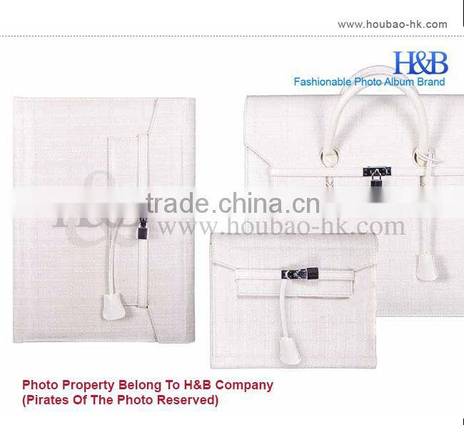 H&B elegant white album leaf leather album cover binding