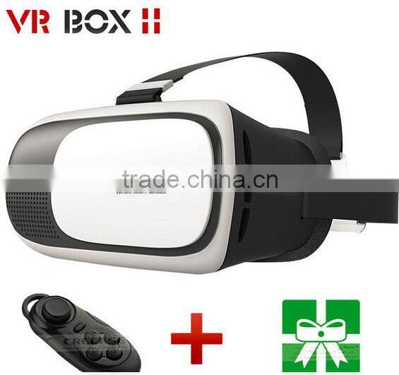 Google cardboard HeadMount VR BOX 2.0 Version VR 3D Glasses for 3.5"-6.0" Smart Phone + bluetooth remote controller with package