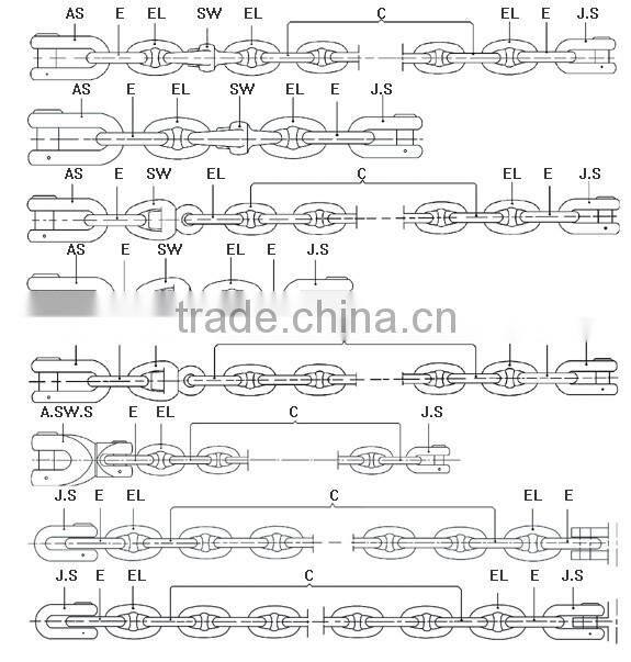 14mm stud or studless U1 U2 anchor chain for boat( black or galvanized or both)