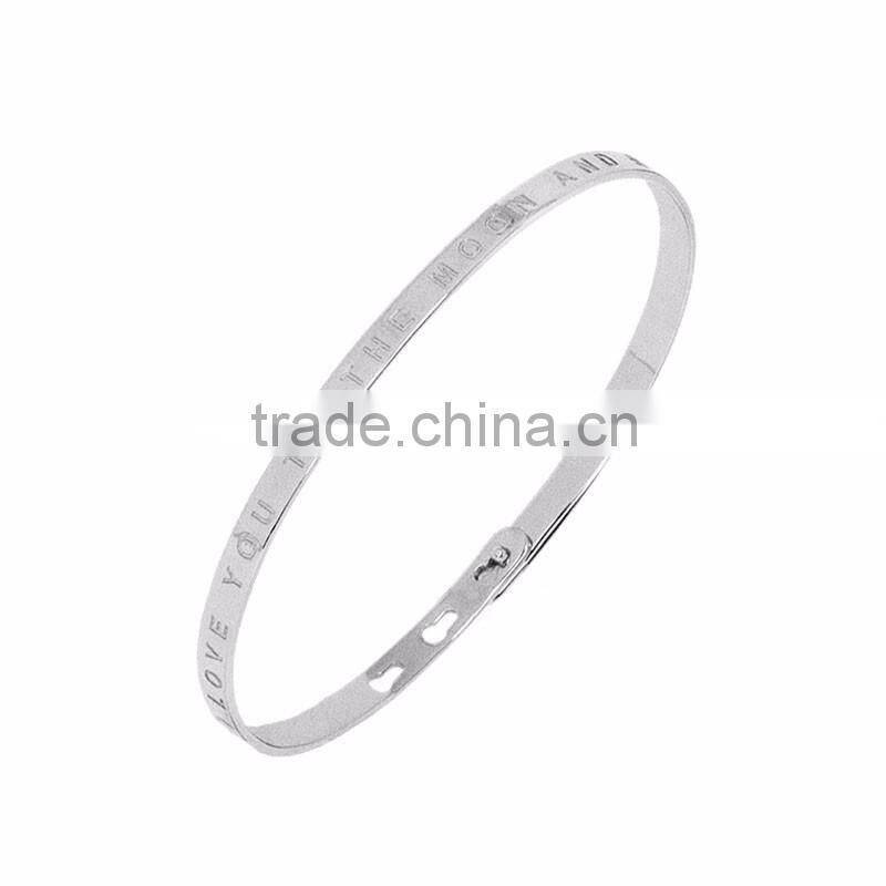 Memories Bangles with Customize Design Word 'I LOVE YOU TO THE MOON AND BACK' with 4mm/7mm Width