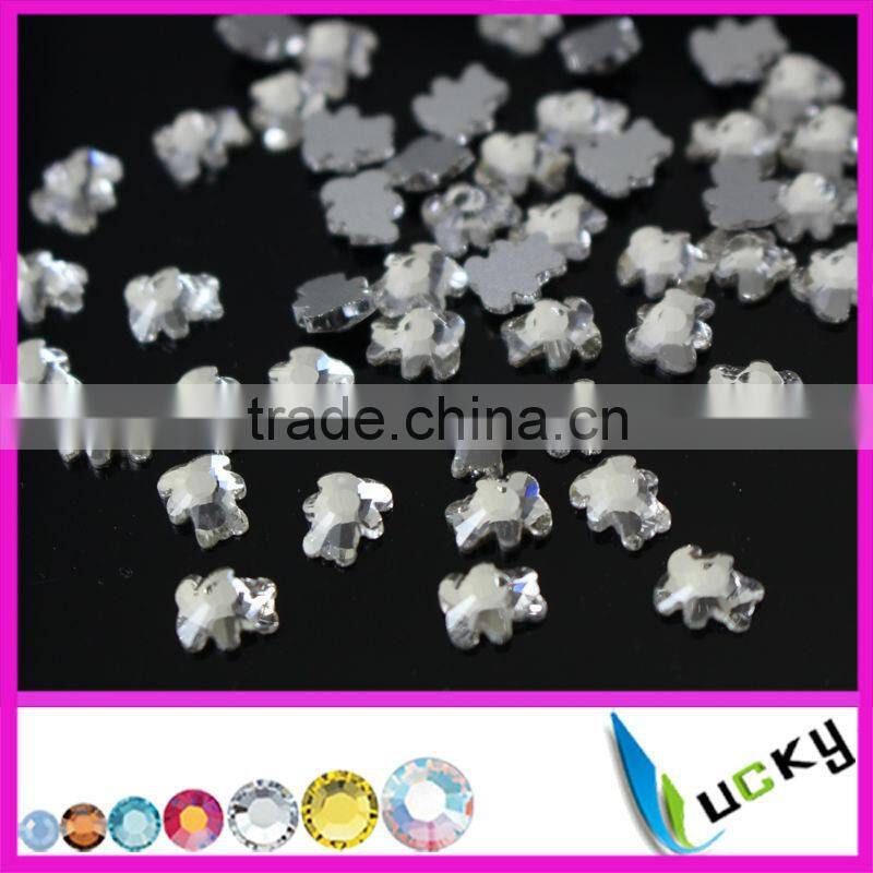 Wholesale 2015 new design shaped nail crystal flat back non hotfix rhinstones butterfly, bear,heart ,star,flower shape