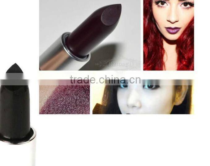 Wholesale High Quanlity Sexy Safe Black Purple Colors Brands Natural Matte Waterproof Lipstick
