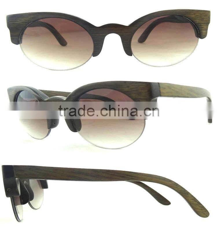 Cheap Wooden Sunglasses, Vintage Half Frame Bamboo Sunglasses Wholesale