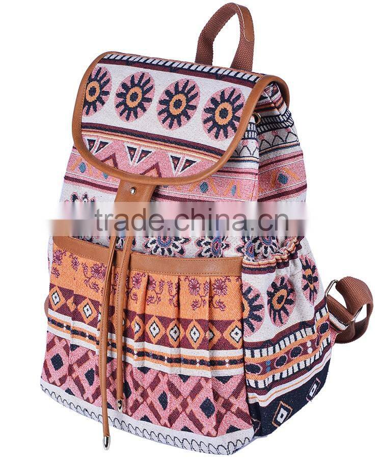 2016 popular colorful canvas backpack for women