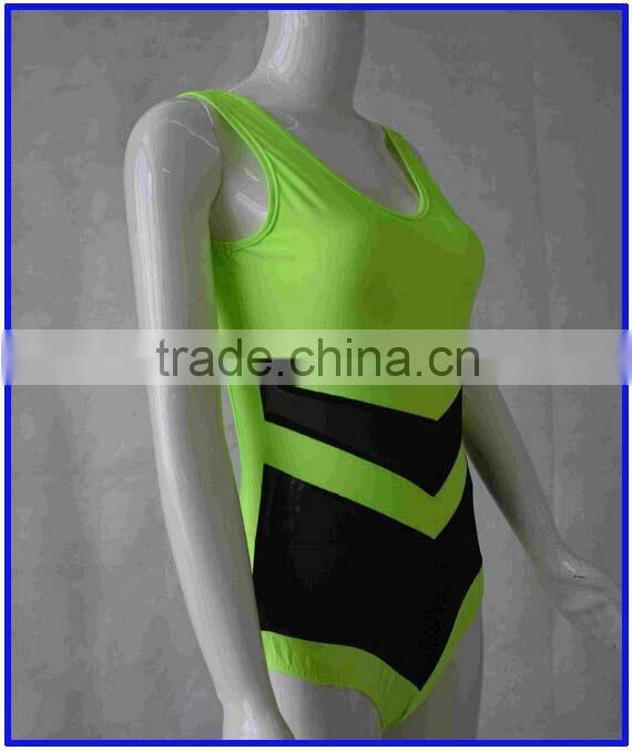 Sexy high waist bikini one piece japanese girls shiny sewing swimsuit