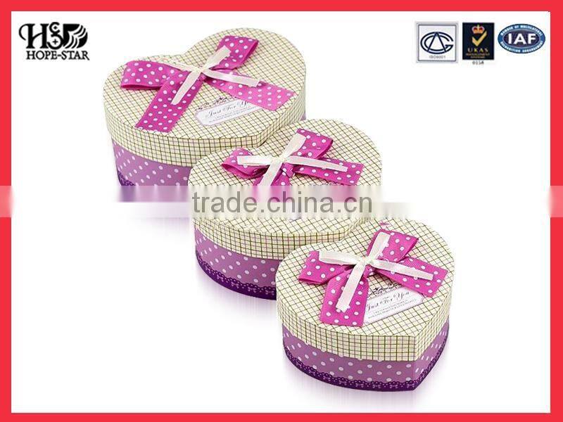 Alibaba products Custom Printing Paper folding colorful cosmetic box packaging, heart shaped gift box set with bowknot