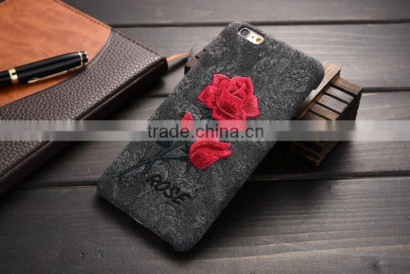 New Arrival Fashion Embroidery Rose Hard Cover Case for iPhone6 6s 6Plus 6sPlus Samsung Galass S6Edge Plus Cover