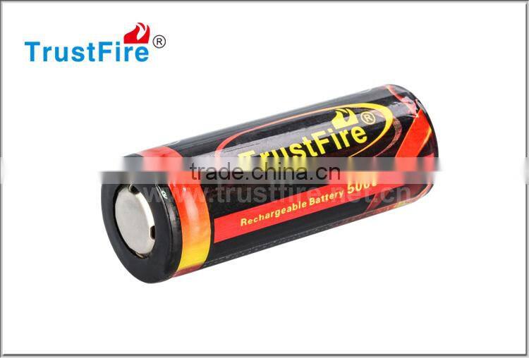 Trustfire portable 26650 5000mah 3.7V li-ion Rechargeable cell batteries with nipple top(1pcs)
