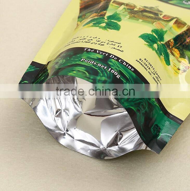 resealable poly green tea packaging pouch