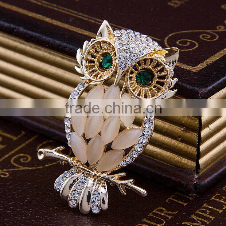 Fashion channel opal owl brooch korea for unisex wholesale