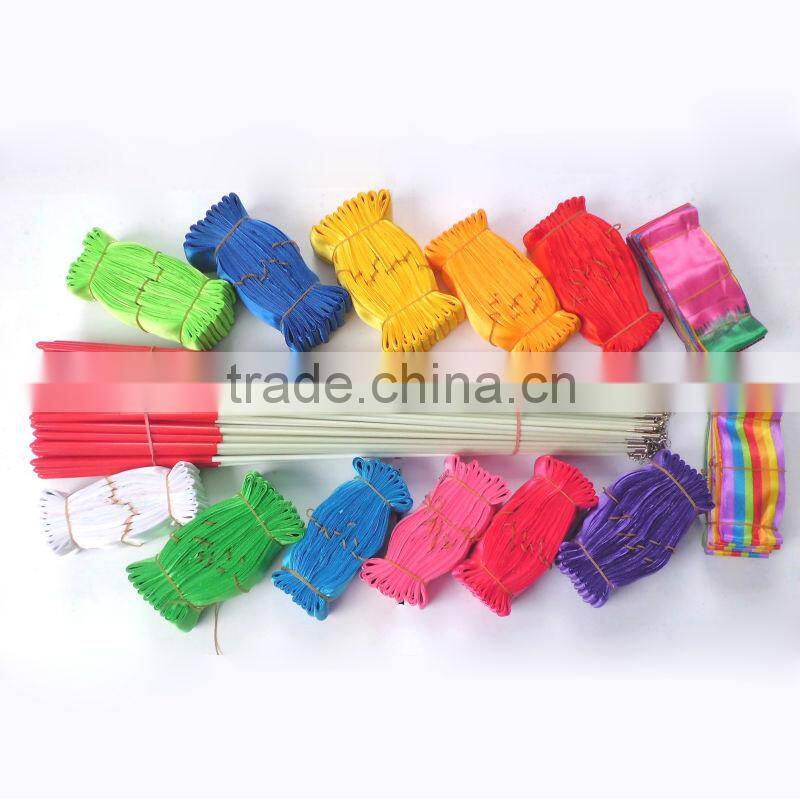 LOQ MOQ cheap Chinese silk Gymnastic Dance ribbons wholesale