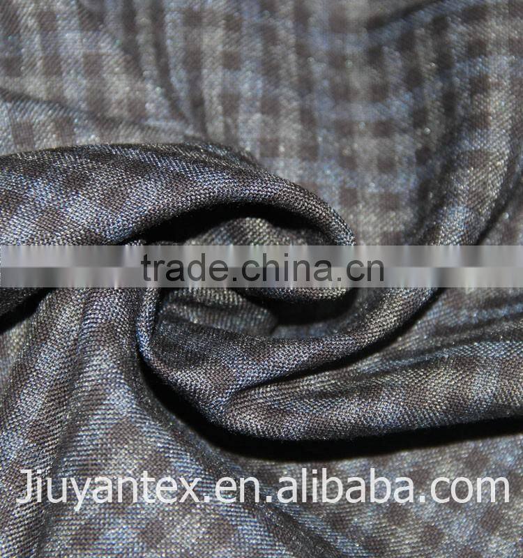 JY-1614 small checks beautiful design colorful printed t/r woven plain weave men's leisure suiting coat cloth fabric