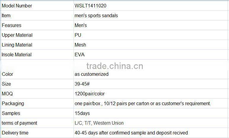 2015 new design men's sports sandals