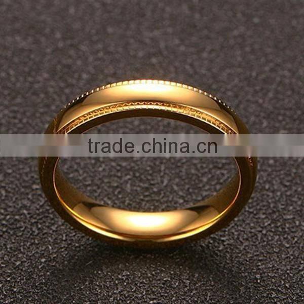 New Arrival Embossing 18K Plated Stainless Steel Ring