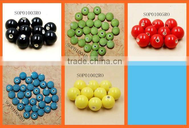 Bead porcelain green 10mm round