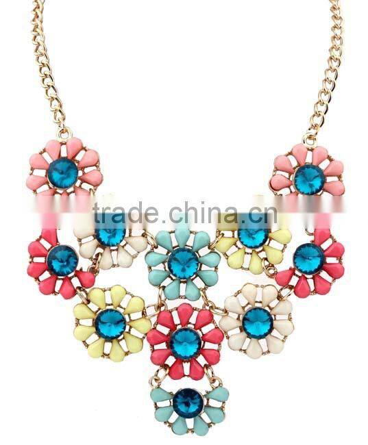 Resin Multicolor Flower Vintage Choker Pendant Statement Necklace Women Necklaces & Pendants Fashion Necklaces for Women 2014