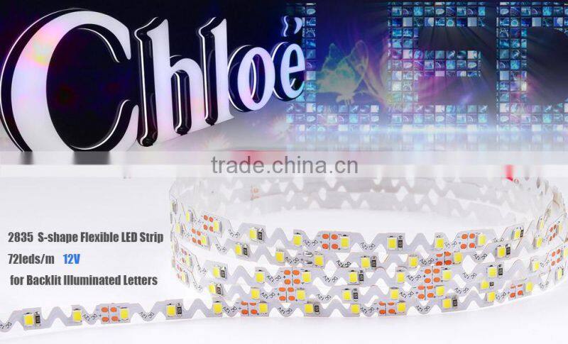 12V/24V 72leds/m waterproof IP 65 flexible SMD2835 led strip light
