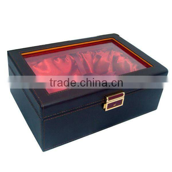 square leather small plastic tool box with PVC window