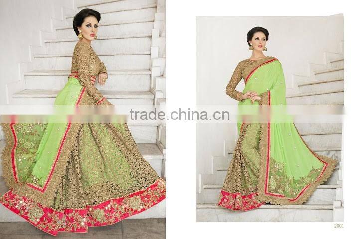 Green Georgette On Net Saree