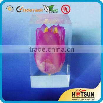 clear resin paperweight/transparent flower paperweight