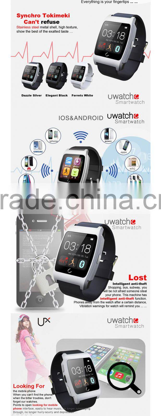Android or ios system bluetooth smartwatch passometer Heart Rate smart watch